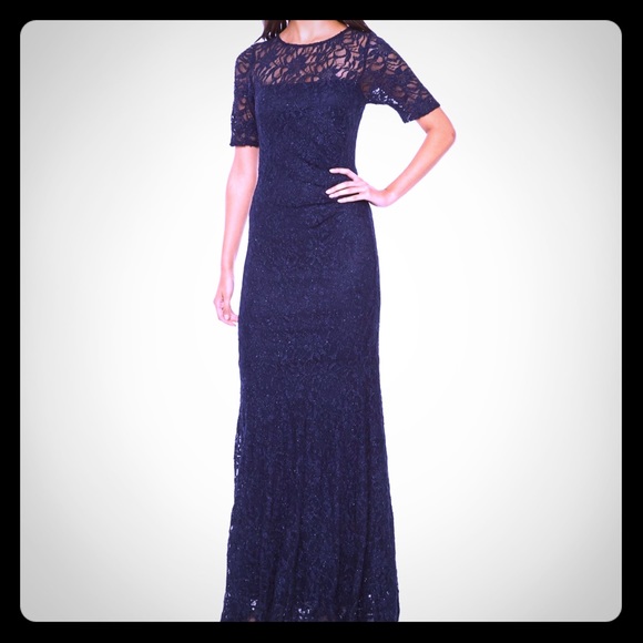 One by Eight Short Sleeve Lace Evening Gown - Picture 1 of 1
